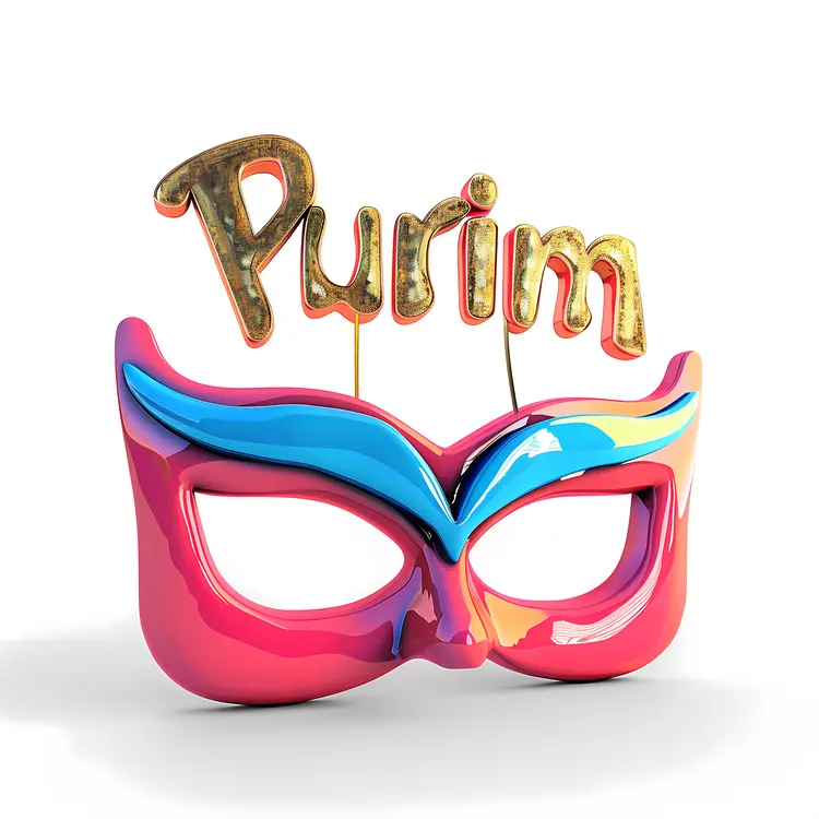 Gold Text Purim Mask