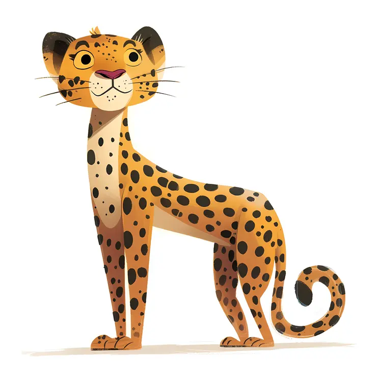 Curly Tail Leopard Cartoon Illustration