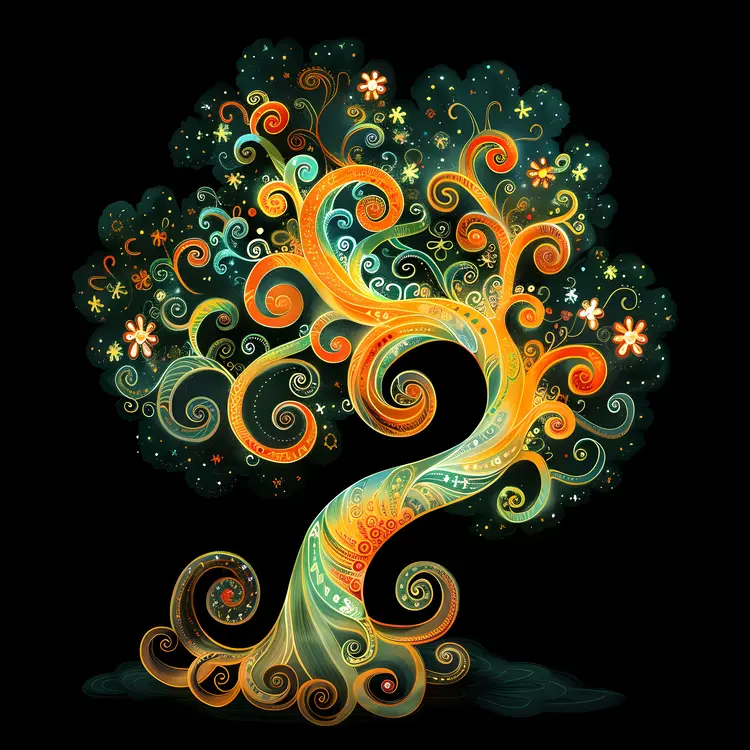 Colorful Swirly Tree Illustration