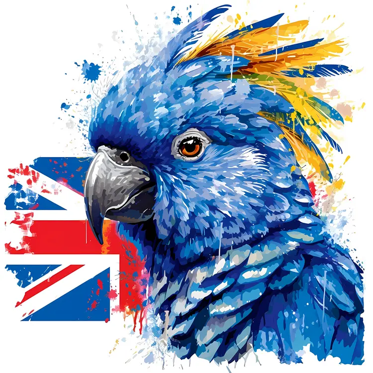 Blue Parrot with Australian Flag