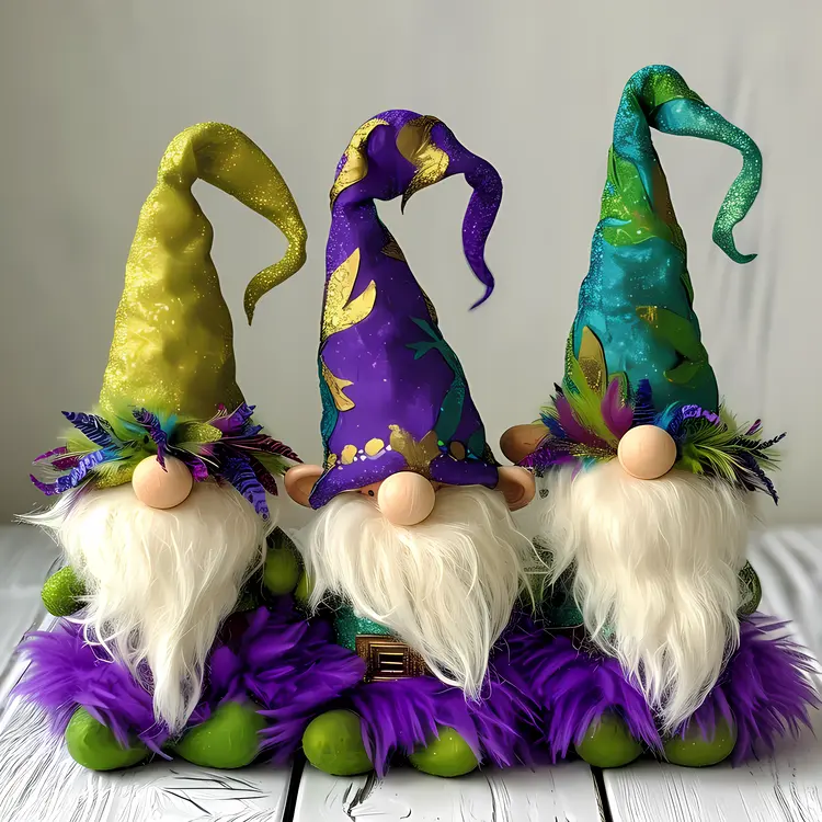 Colorful Gnomes with Hats and Beards