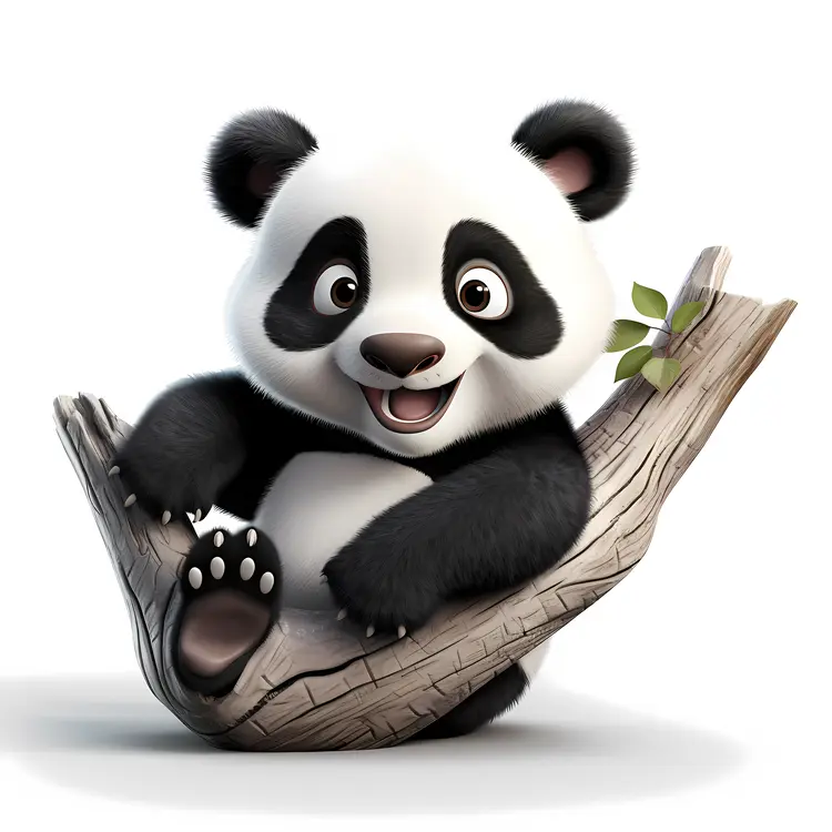 Playful Panda on Tree Branch