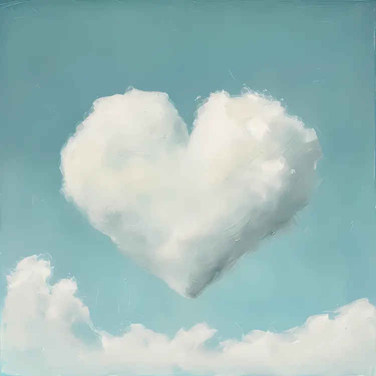 Heart-Shaped Cloud in Blue Sky