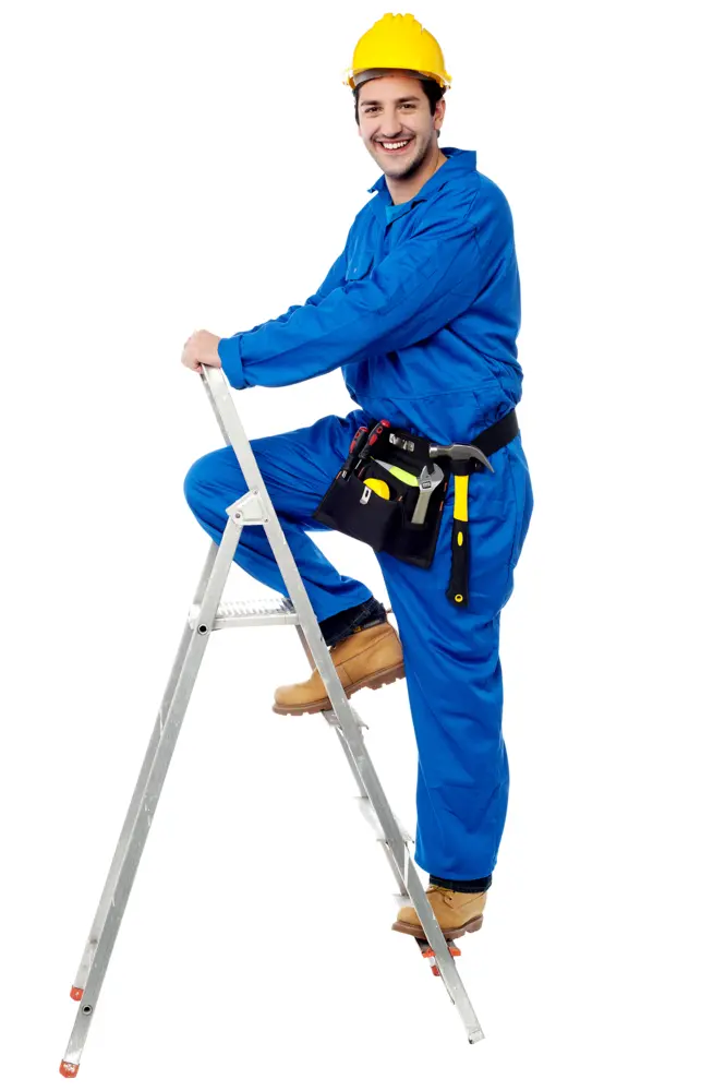 Construction Worker on Ladder