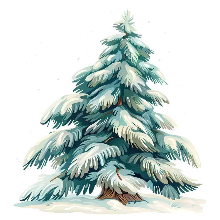 Snow-covered Pine Tree Illustration