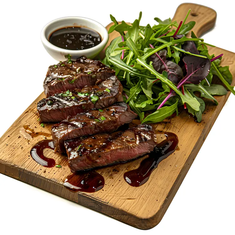 Grilled Steak with Fresh Salad and Sauce