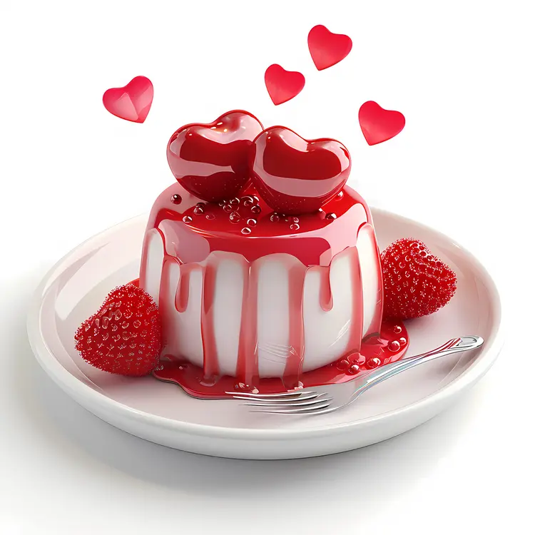 Heart-shaped Dessert with Strawberry and Berries