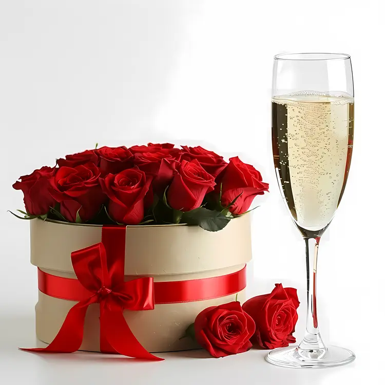 Champagne and Roses for a Romantic Celebration