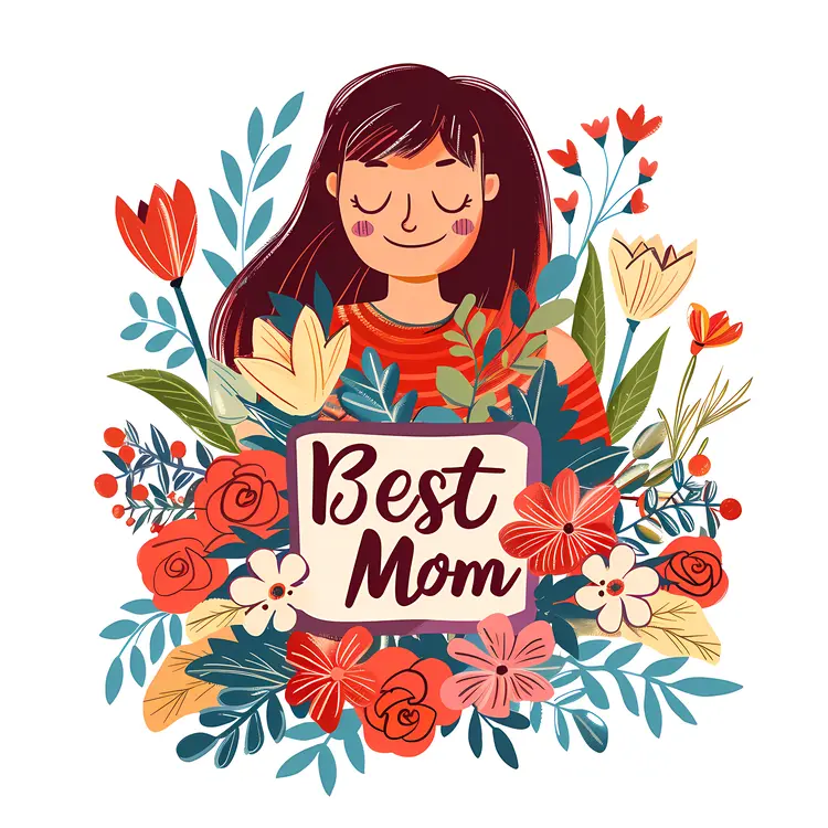 Best Mom with Floral Design