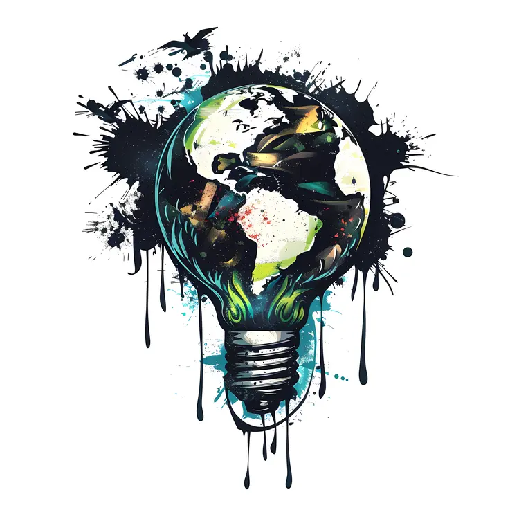Creative Earth in a Light Bulb Illustration