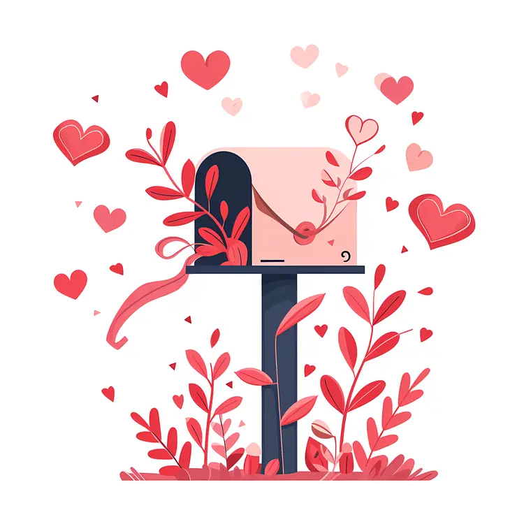 Pink Mailbox with Hearts