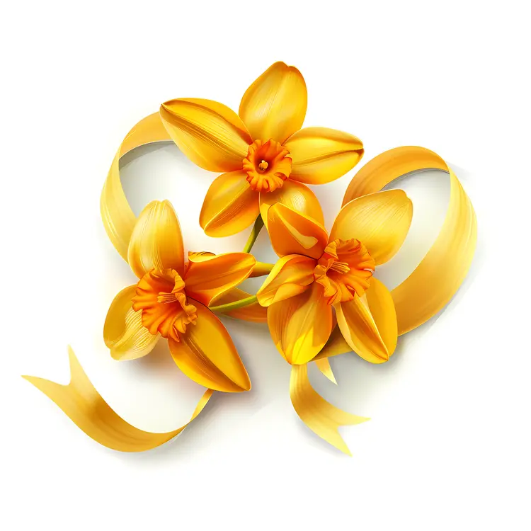 Three Yellow Daffodils with Ribbon
