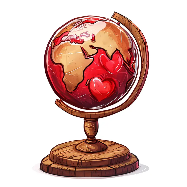 Heart Globe with Wooden Stand