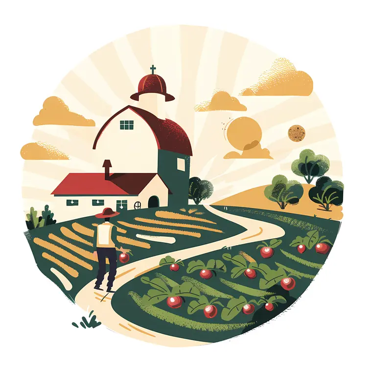 Scenic Farm with Fields and Barn