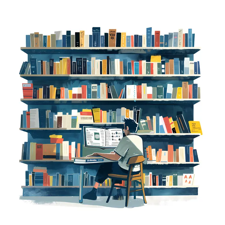Person Studying in a Library