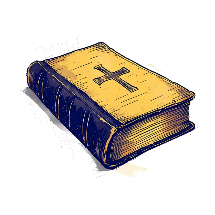 Illustration of a Bible with a Cross