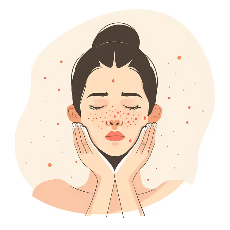 Illustration of Woman with Acne and Pimples