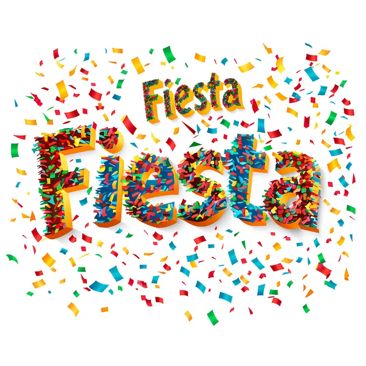 Fiesta Text with Colorful Confetti