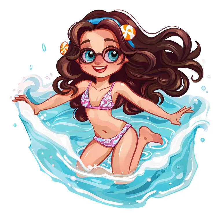 Joyful Girl Splashing Water