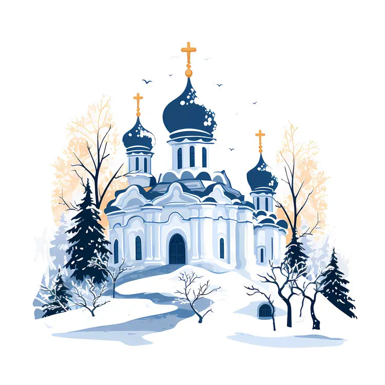Snowy Church in Winter Wonderland