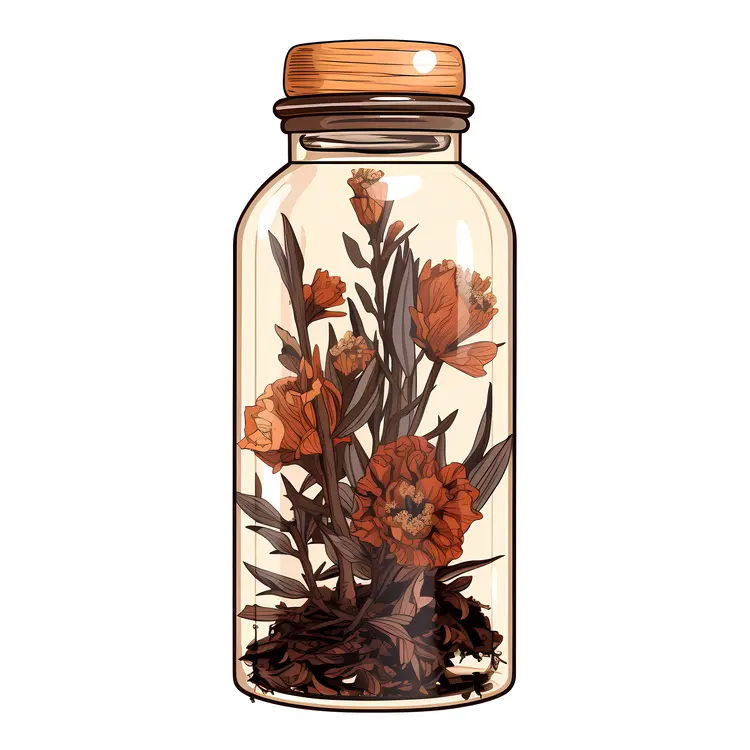 Red Flowers in a Glass Jar