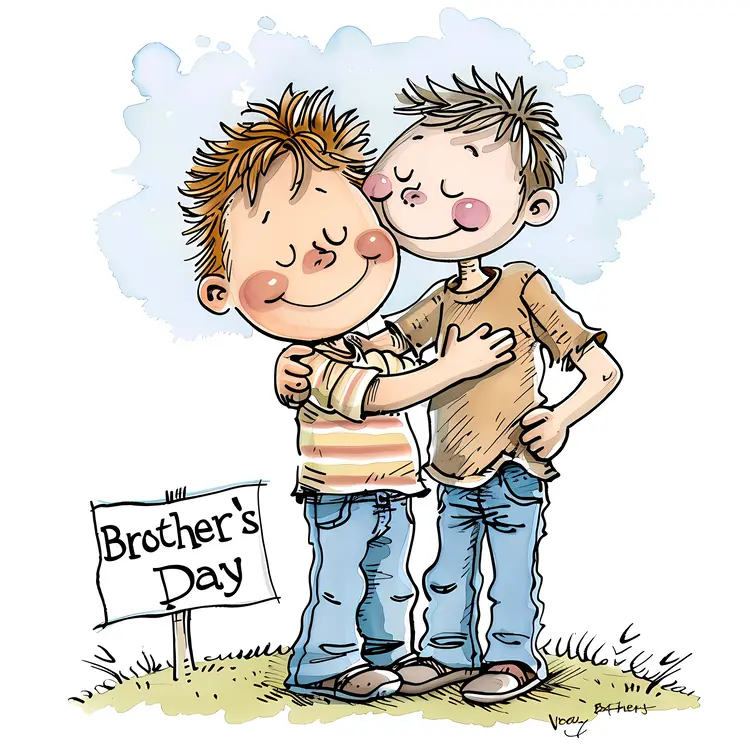 Brothers Hugging Illustration
