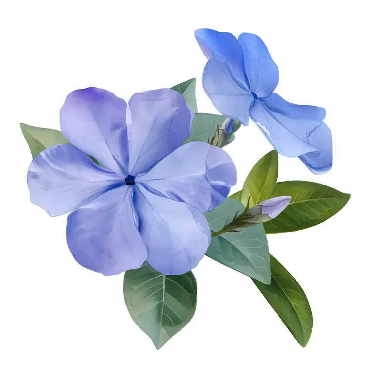 Lovely Blue Flowers with Green Leaves