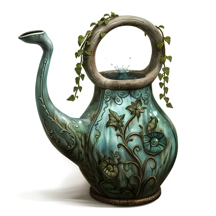 Vintage Decorative Watering Can with Floral Patterns