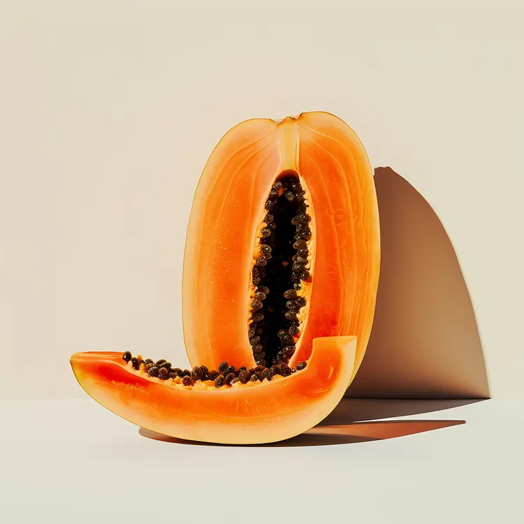 Fresh Cut Papaya on Display