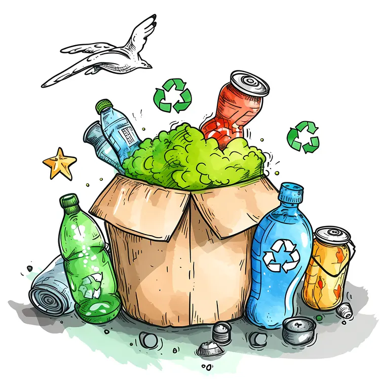 Recycling box with bottles