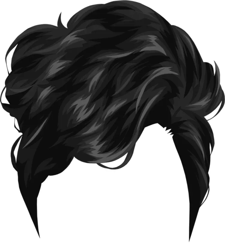 Messy Black Hair Illustration