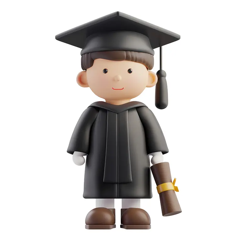 Cute Graduation Figure Holding Diploma