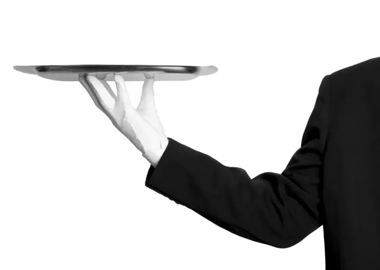 Waiter's Hand Holding a Tray