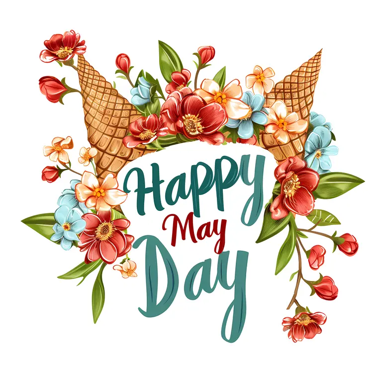 Happy May Day Floral Bouquet in Ice Cream Cone