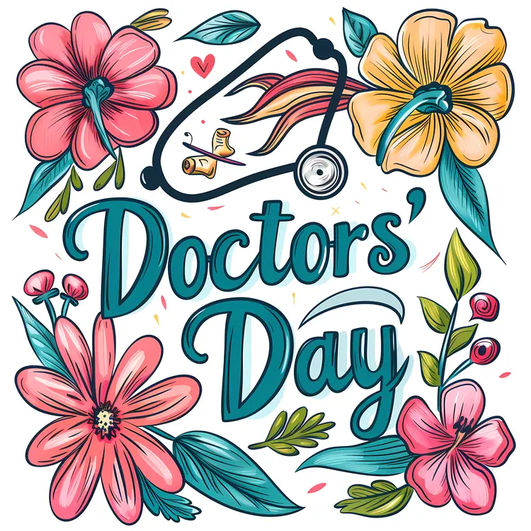 Floral and Medical Illustration for Doctor's Day