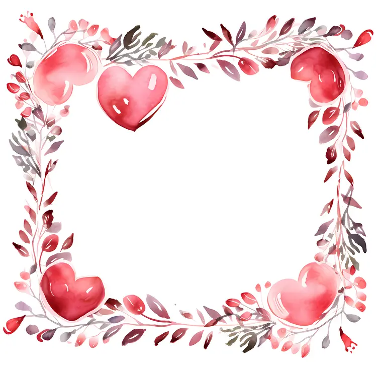Square Frame with Hearts and Leaves