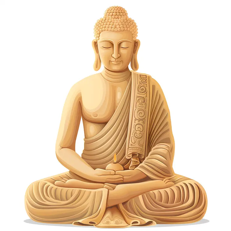 Wooden Buddha Statue in Meditation Pose