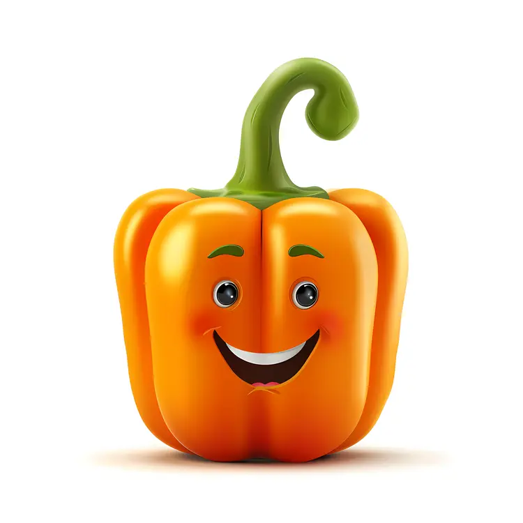Smiling Orange Bell Pepper Cartoon