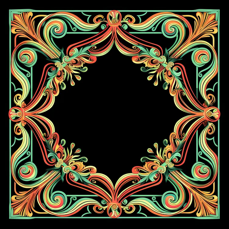 Ornate Floral Frame with Colorful Flowers