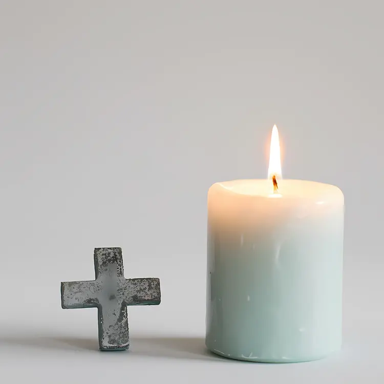 White Candle with Cross