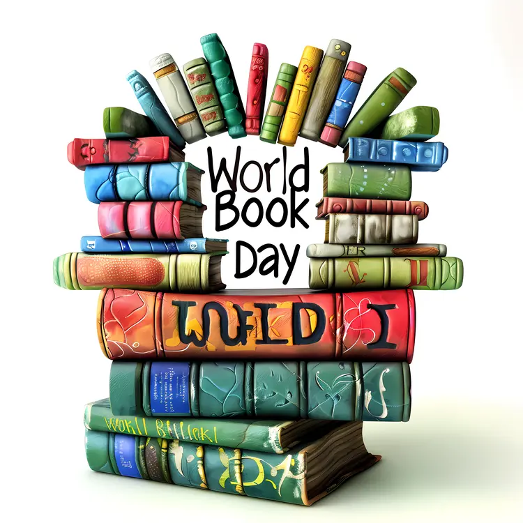 World Book Day Book Stack Illustration