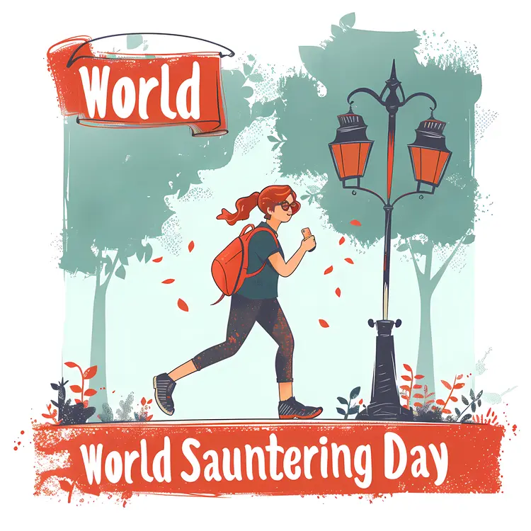 World Sauntering Day with Street Lamps