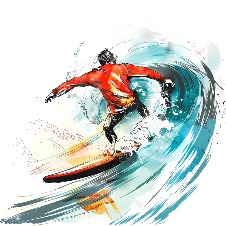 Surfer Riding a Wave
