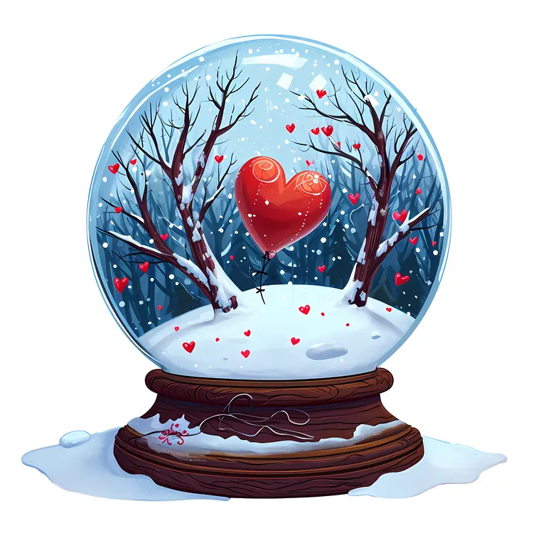 Heart Snow Globe with Tree