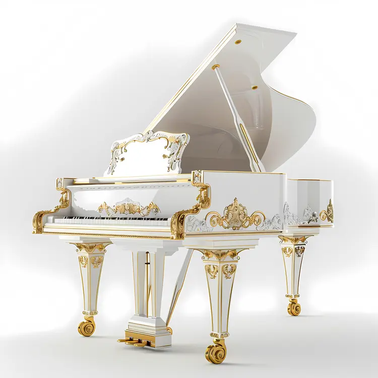 Opulent White and Gold Piano