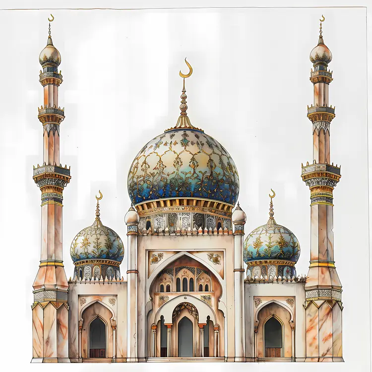 Ornate Mosque with Detailed Design