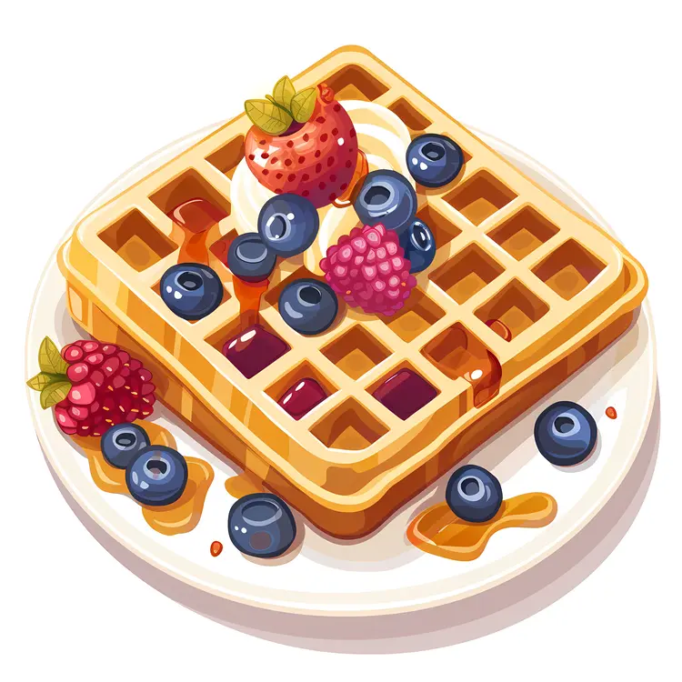 Waffle with Berries and Syrup