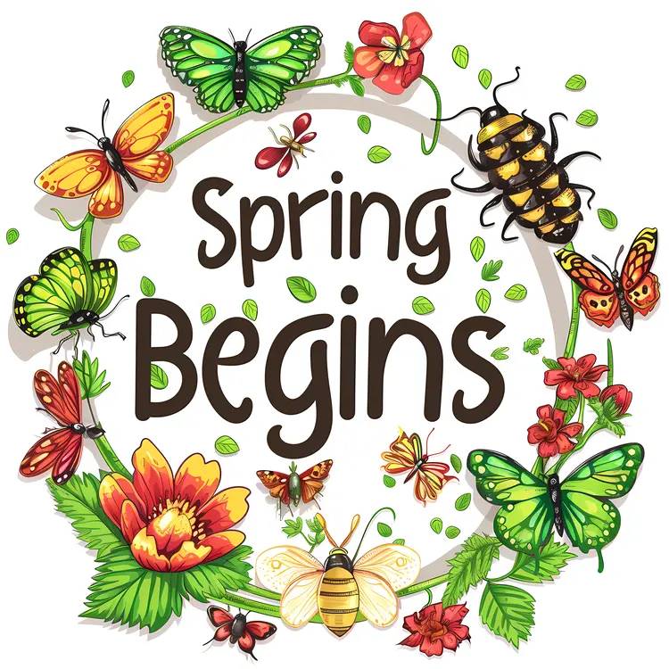 Spring Begins with Flowers and Butterflies
