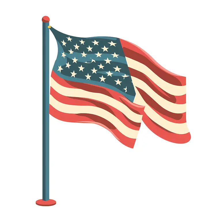 American Flag on Pole for Patriotism