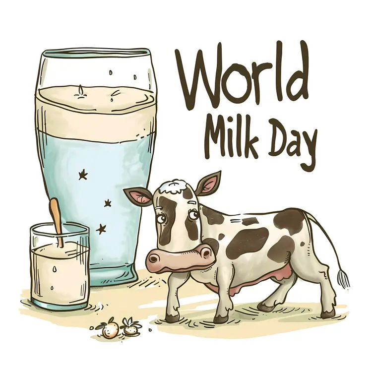 World Milk Day Celebration with Cow and Milk